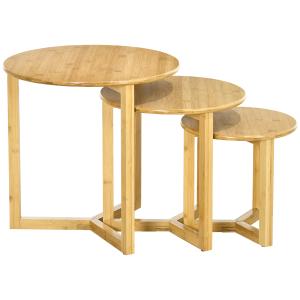 HOMCOM Tavolini da Salotto 3 Pezzi in Bambù con Design Impi…