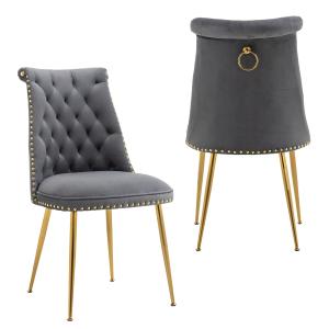 Set di Due Sedie Eleganti in Velluto Morbido con Schienale…