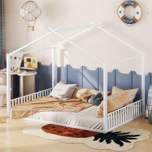 Letto per bambini con struttura in metallo a forma di casa,…