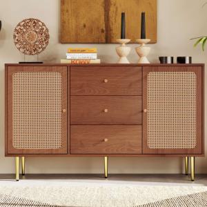 Credenza Moderna con 2 Ante e 3 Cassetti, Ripiano Regolabil…