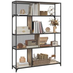 HOMCOM Scaffale Libreria Industriale a 5 Livelli con Porta…