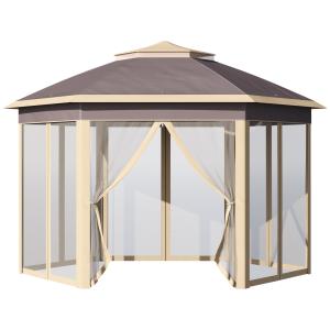 Outsunny Gazebo Pieghevole da Giardino con Zanzariera e Dop…