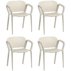 Outsunny Set 4 Sedie da Giardino Impilabili in PP dal Desig…