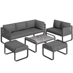 Set da giardino per 6-7 persone, mobili in rattan con strut…