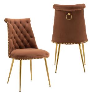 Set di Due Sedie Eleganti in Velluto Morbido con Schienale…