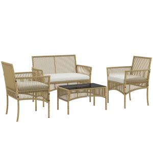 Outsunny Set da Giardino in Rattan da 4 Pezzi con 2 Poltron…