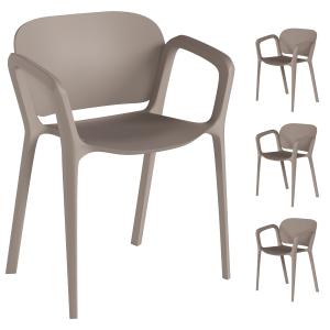 Outsunny Set 4 Sedie da Giardino Impilabili in Plastica Mod…
