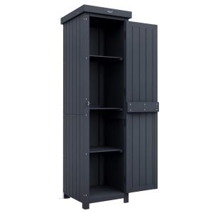 Outsunny Casetta Porta Attrezzi a 3 Ripiani in Legno da Abe…
