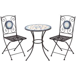 Outsunny Mobili da Giardino Set 3 Pezzi con 2 Sedie Pieghev…