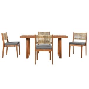 Set da pranzo a 5 pezzi con tavolo in Legna, schienale in r…