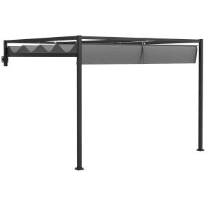 Outsunny Pergola Gazebo 3x4 m con Tettuccio Retrattile e Fo…