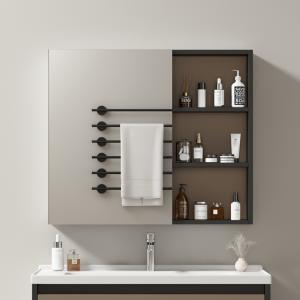 Armadio a specchio per bagno con ripiani, lunghezza 80 cm,…