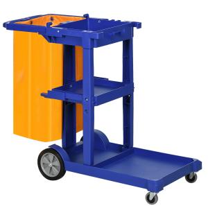 HOMCOM Carrello Pulizie a 3 Ripiani con Ganci e Sacco da 10…