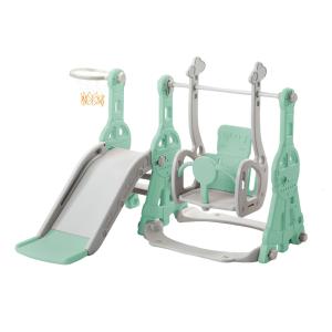 Scivolo per bambini 4-in-1 con altalena, canestro da basket…