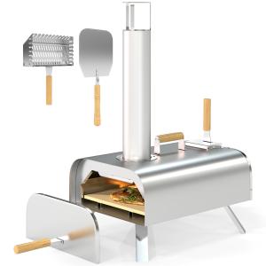 Outsunny Forno per Pizza a Pellet di Legno con Pietra Refra…