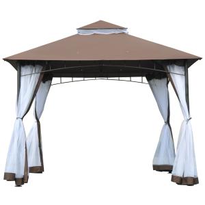 Outsunny Gazebo da Giardino 3x3m con Zanzariera, Tetto a 2…