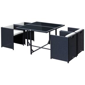 Outsunny Set Mobili da Giardino 5pz Set Tavolo da Pranzo co…