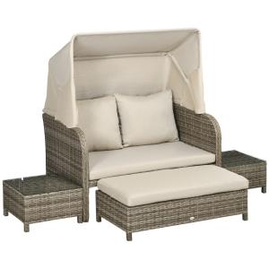 Outsunny Set da giardino 4 pezzi divano 2 posti   1 poggiap…