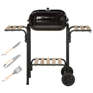 Outsunny Barbecue a Carbone con Coperchio, Ripiani e Ruote,…
