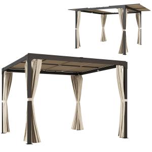 Outsunny Gazebo Pergola con Tende Laterali e Tetto Apribile…