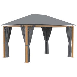 Outsunny Pergola rettangolare da giardino con tende e tetto…