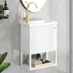 Mobile bagno con lavabo e mobiletto 40 cm, sospeso, salvasp…