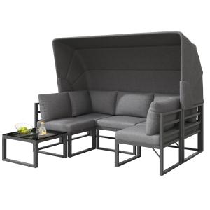 Set di mobili da giardino a 4 pezzi, divano a tre posti con…