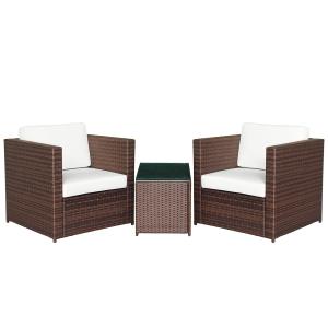 Outsunny Set Mobili da Giardino Rattan PE da 3 Pezzi, 2 Pol…