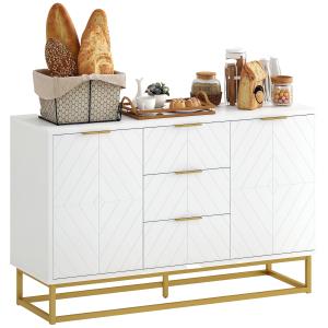 HOMCOM Credenza Moderna Bianca, Credenza Bassa Buffet per C…