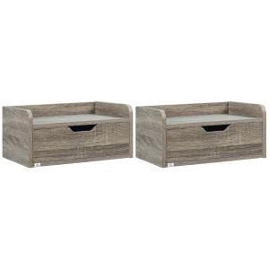 HOMCOM Set di 2 comodini da parete comodini da notte sospes…