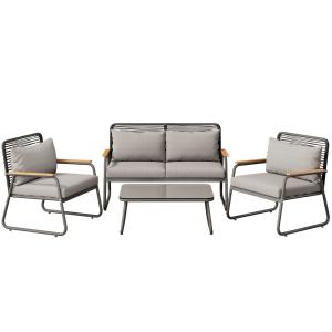 Set da giardino per 4 persone, con divano doppio, 2 poltron…