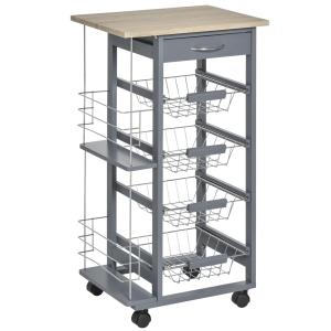 HOMCOM Carrello da Cucina Salvaspazio in Grigio Scuro, Port…