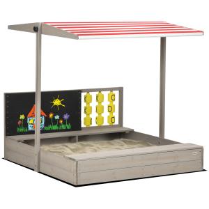 Outsunny Bac à sable quadrato in legno per bambini con panc…