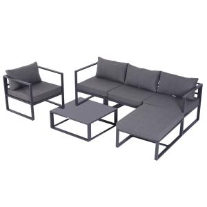 Outsunny Set da giardino 6 pezzi con divano da giardino, se…