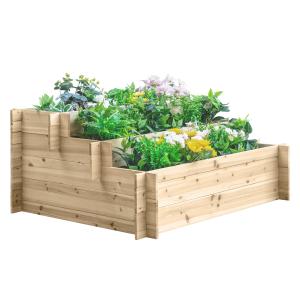 Outsunny Fioriera da Giardino in Legno a 3 Livelli, Letto p…