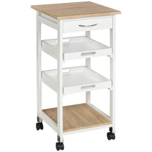 HOMCOM Carrello di servizio con ruote per cucina con 2 ripi…