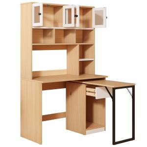 Scrivania per computer con scaffale e armadio, scrivania gi…