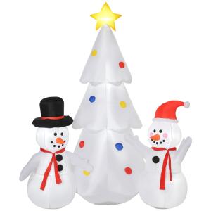 HOMCOM Albero di Natale Gonfiabile con Pupazzi di Neve, Alt…