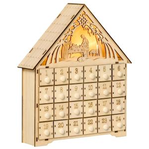 HOMCOM Calendario dell'Avvento in Legno con 24 Cassetti, De…