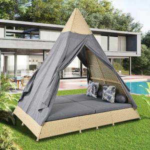 Set poltrona lounge da giardino in rattan con tenda, adatto…