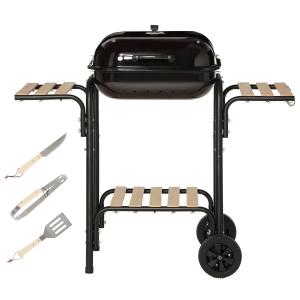 Outsunny Barbecue a Carbone con Coperchio, Ripiani e Ruote,…