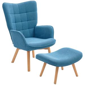 HOMCOM Poltrona d'Accent con Pouf, Poltrona Relax in Effett…