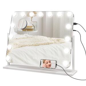 HOMCOM Specchio da Trucco con 14 Luci LED Regolabili e Rica…