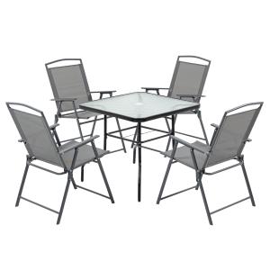 Outsunny Set Tavolo con 4 Sedie da Giardino Pieghevoli, Set…