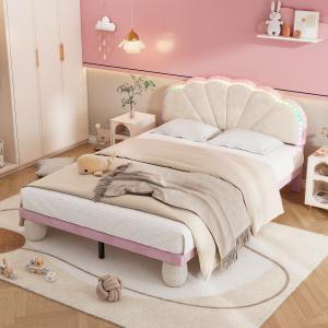 Letto imbottito con strisce luminose multicolore e testiera…