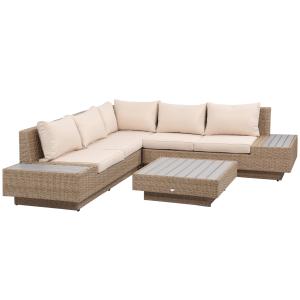 Outsunny Set da Giardino 4 Pezzi in Rattan, Divano Angolare…