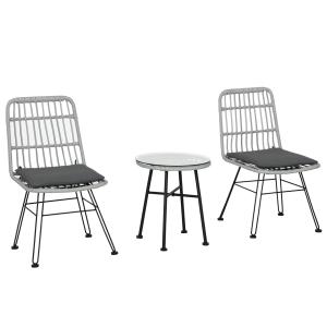 Outsunny Set Tavolino e Sedie da Giardino 3 Pezzi in Rattan…