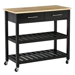 HOMCOM Carrello di servizio per la cucina con ruote, 2 ripi…