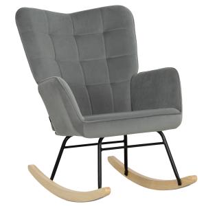 HOMCOM Poltrona a Dondolo Vintage, Pattini Curvi, Imbottitu…