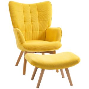 HOMCOM Poltrona d'Arredo con Pouf, Poltrona Relax in Effett…